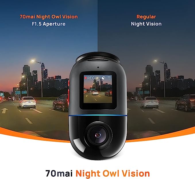 70mai Dash Cam Omni, 360° Rotating, Superior Night Vision,Built-in 128GB eMMC Storage, Time-Lapse Recording, 24H Parking Mode, AI Motion Detection, 1080P Full HD, Built-in GPS, App Control